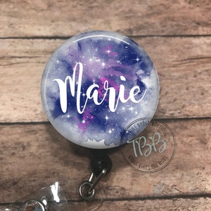 Personalized galaxy - badge reel - retractable badge reel - badge clip - badge holder - stethoscope ID tag - lanyard