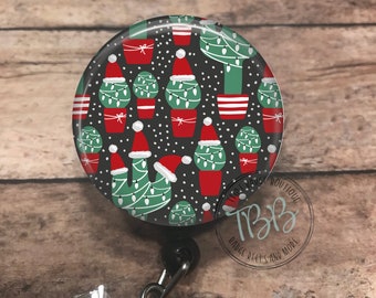 Christmas cactus - badge reel - retractable badge reel - lanyard - stethoscope ID tag - badge clip - badge holder