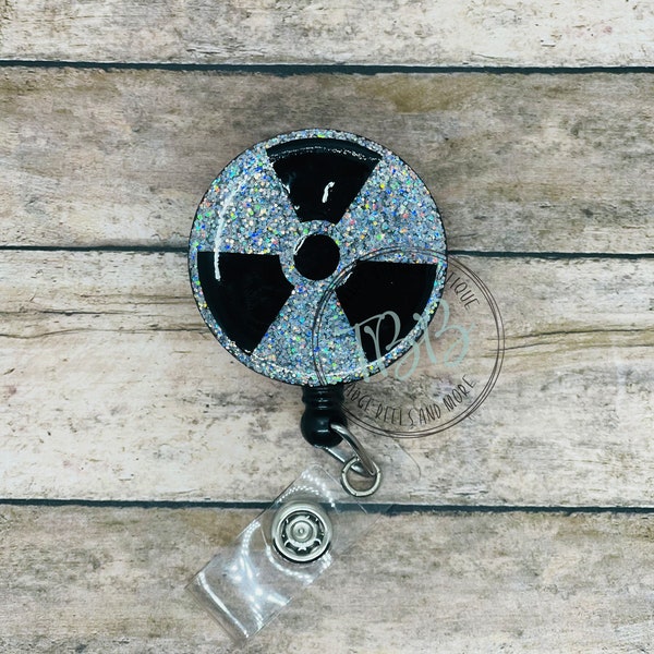 Sparkle radiology sign - badge reel - retractable badge reel - badge clip - lanyard - stethoscope ID tag - carabiner - magnet back