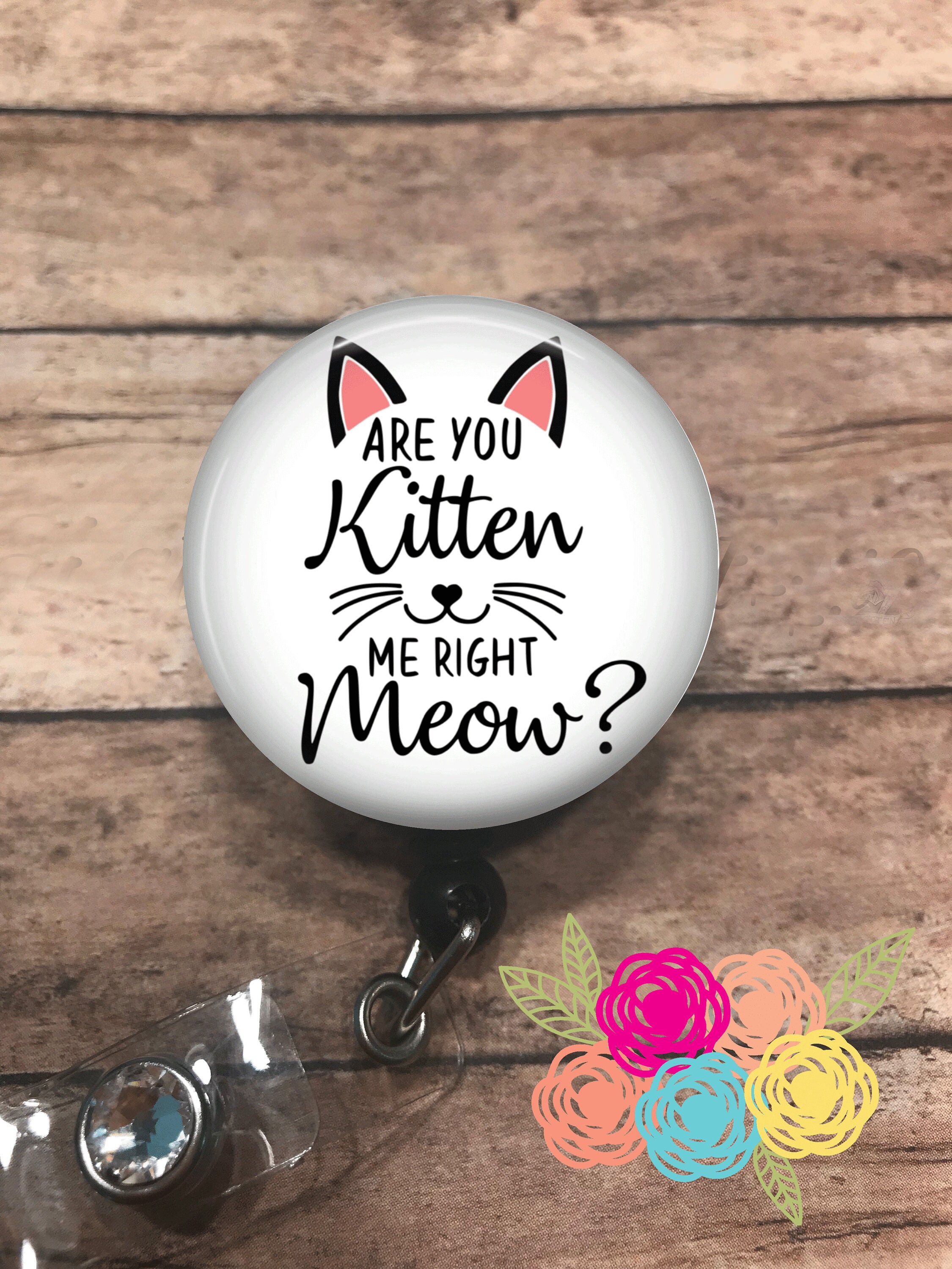 All American Kitten Retractable Reel Badge Holder Cat Carabiner