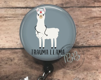 Trauma llama - badge reel - lanyard - stethoscope ID tag - retractable badge reel - badge clip