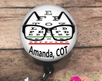 Personalized eye chart - badge reel - retractable badge reel - badge clip - ID card holder - badge holder