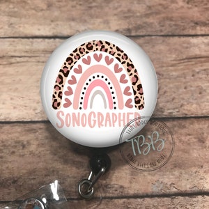 Sonographer rainbow - retractable badge reel - badge clip - badge holder- lanyard - stethoscope ID tag - carabiner - magnet back