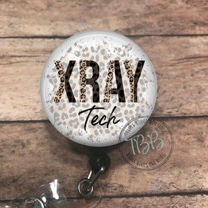 XRAY tech leopard - retractable badge reel - badge reel - badge clip - lanyard - stethoscope ID tag - carabiner - magnet back