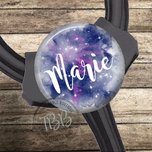 Personalized galaxy yoke ID tag - stethoscope ID tag - badge reel