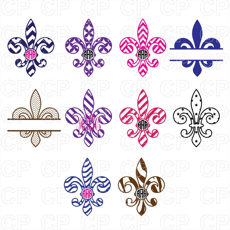 Download Mardi Gras Monogram Bundle SVG Fleur De Lis Clipart Fleur ...