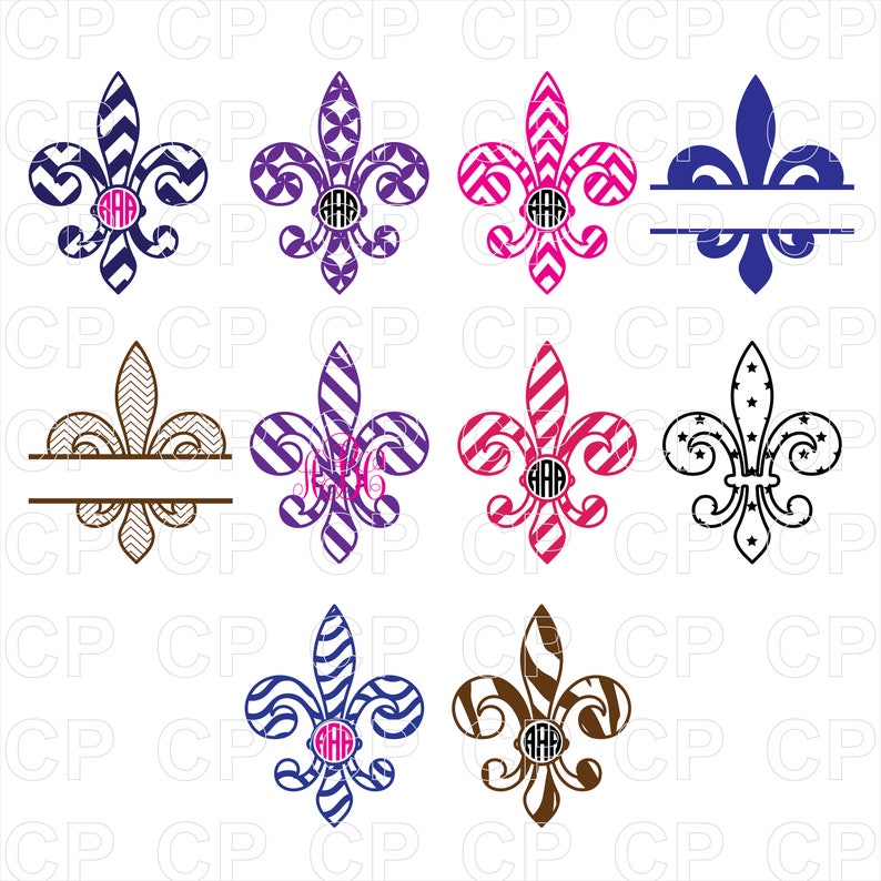 Download Mardi Gras Monogram Bundle SVG Fleur De Lis Clipart Fleur ...