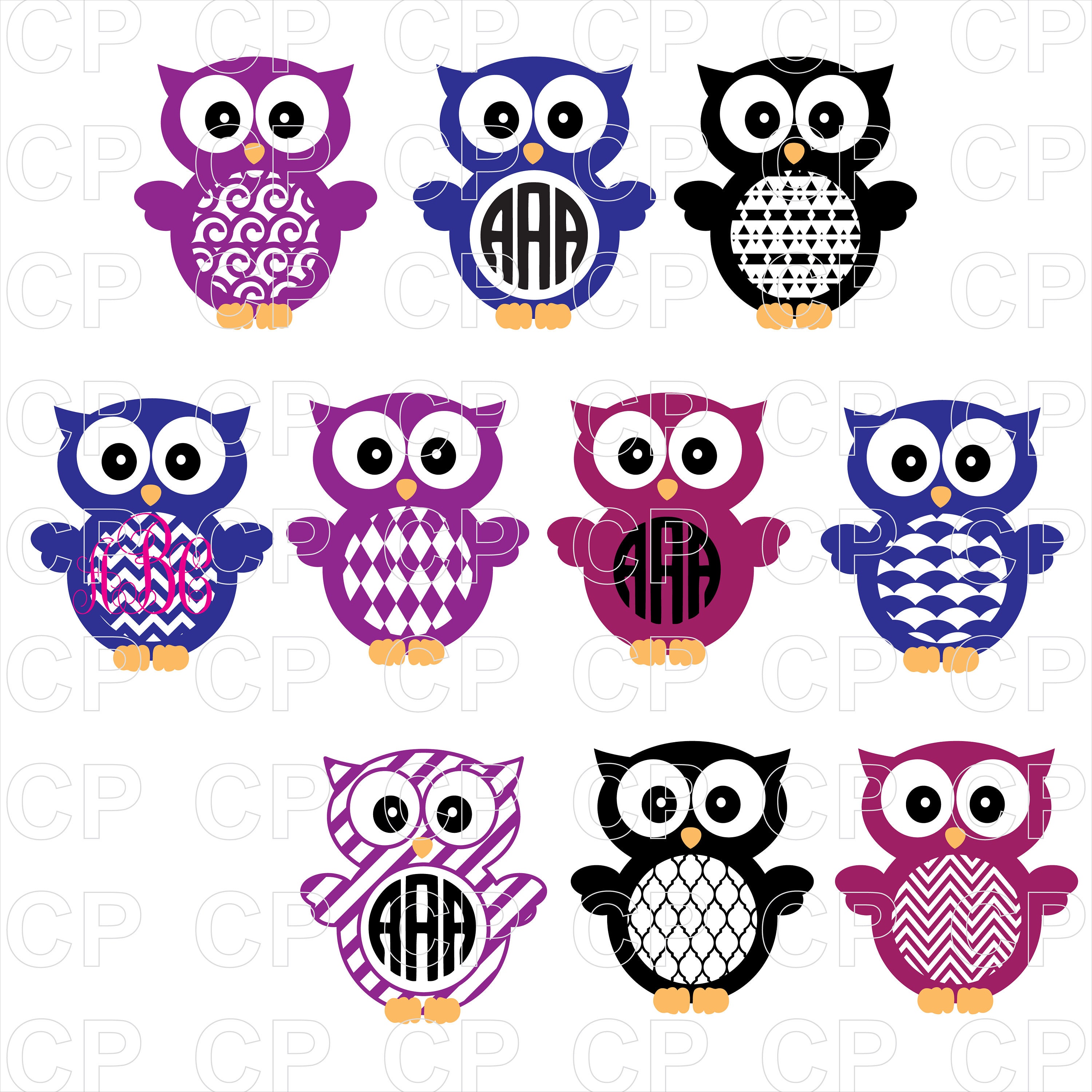 Download Owl Svg Monogram Bundle Svg Owl Svg Bundle Svg Owl Monogram Etsy