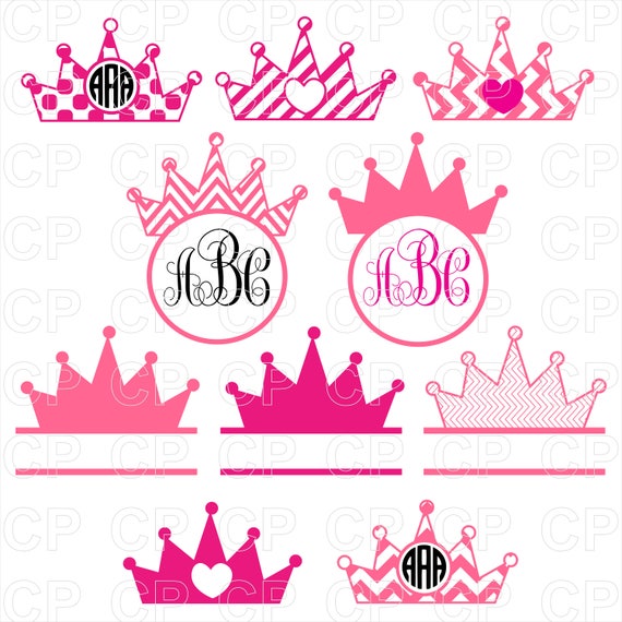 Download Princess Crown Monogram Bundle Svg Princess Crown Princess Etsy