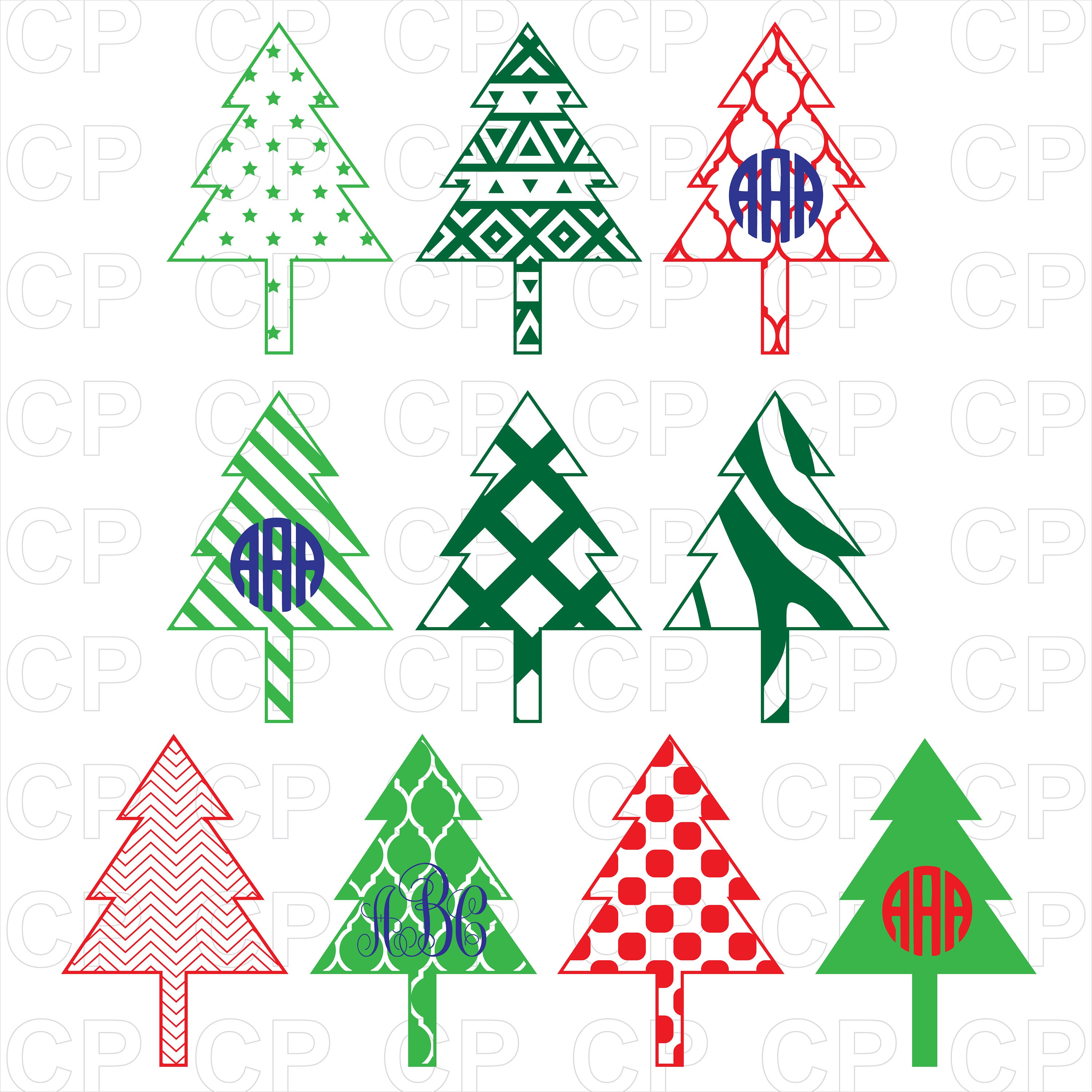 Download Christmas Tree Monogram Bundle Svgchristmas Tree Etsy