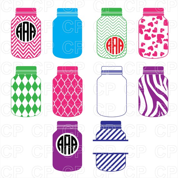 Download Scrapbooking Kits How To Monogrammed Mason Jar Svg File Mason Jar Clipart Circle Monogram Digital Cut File Split Frame Instant Download Mason Jar Wedding Svg