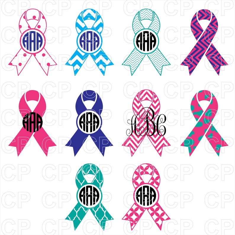 Download Cancer Ribbons Monogram Bundle SVG Cancer Ribbons Clipart | Etsy