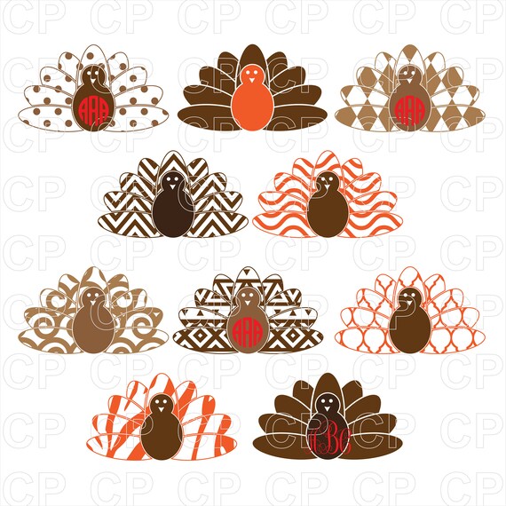 Download Thanksgiving Turkey Monogram Bundle Svg Turkey Svg Turkey Etsy