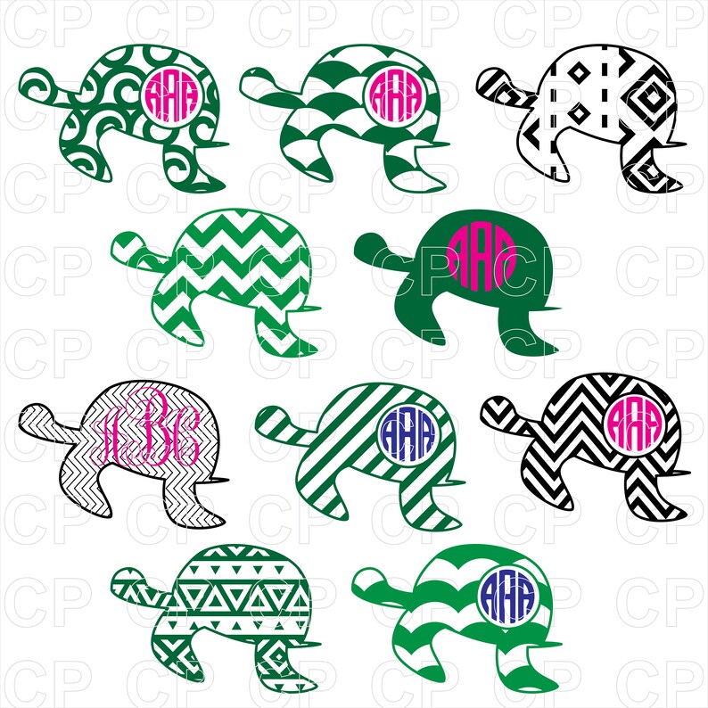 Download Sea Turtle Monogram Bundle SVG Turtle Clipart Bundle | Etsy