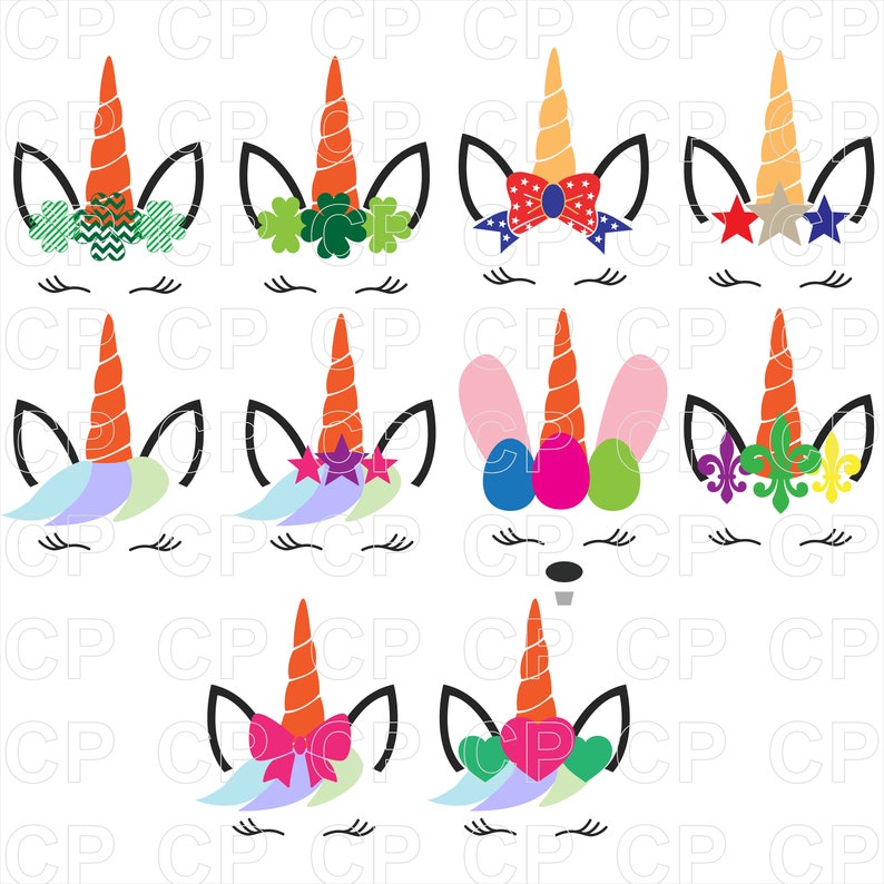 Download Unicorn Bow Monogram Bundle SVG Unicorn 4th of July SVG | Etsy