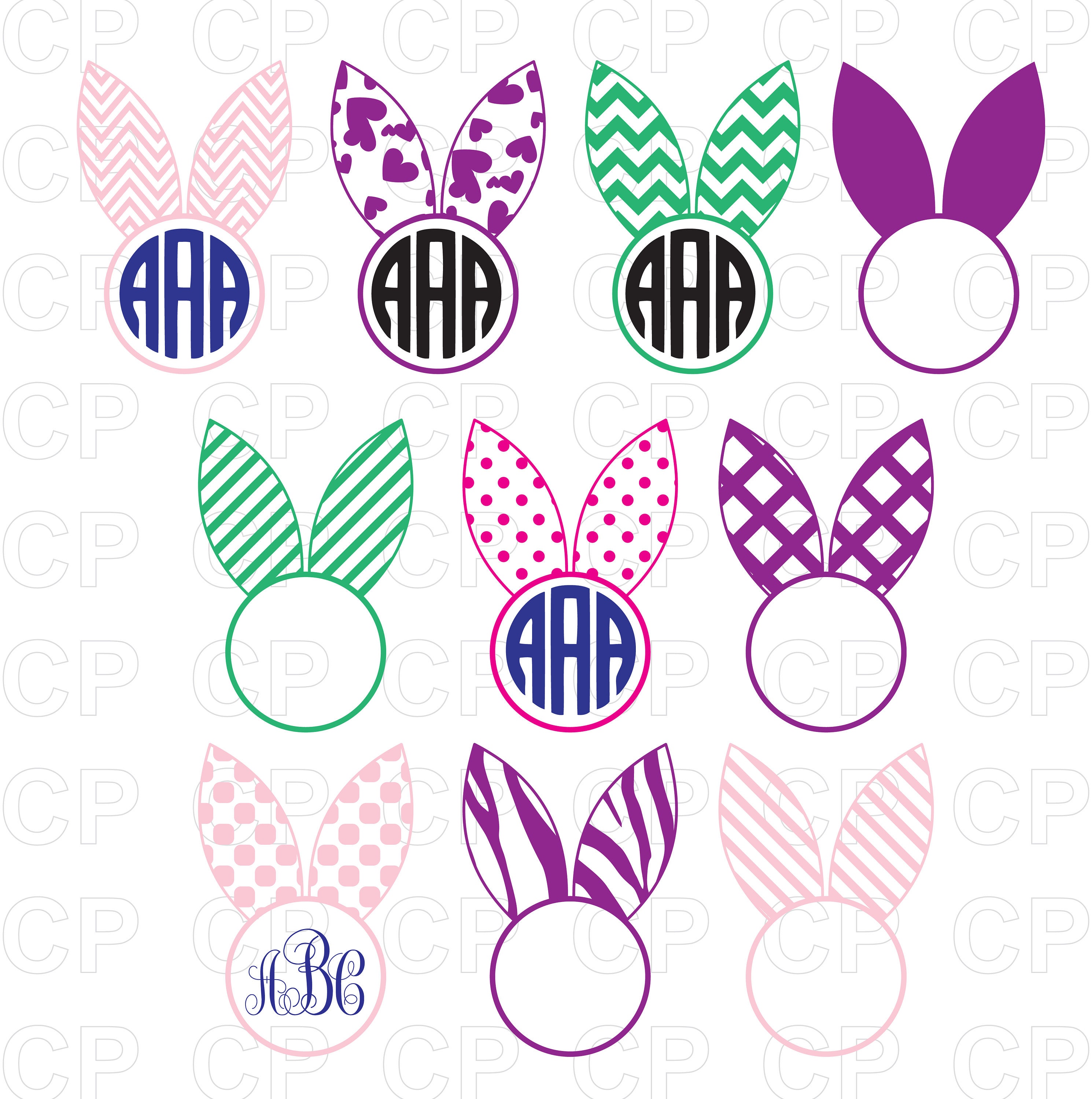 Download Easter Bunny Ears Monogram Bundle Svg Easter Bundle Etsy