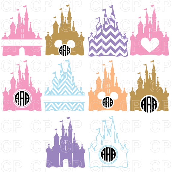 Disney Castle Monogram Bundle Svg Disney Svg Disney Castle Etsy