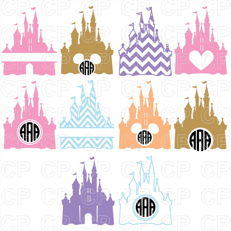 Download Disney Castle Monogram Bundle SVG Disney SVG Disney Castle ...