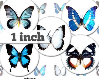 Butterflies - 1 inch - Printable Circles INSTANT DIGITAL DOWNLOAD for Pendants, Jewelry, Stickers, Bottle Caps, Magnets, Pins, Buttons