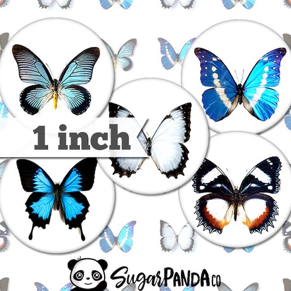Butterflies - 1 inch - Printable Circles INSTANT DIGITAL DOWNLOAD for Pendants, Jewelry, Stickers, Bottle Caps, Magnets, Pins, Buttons