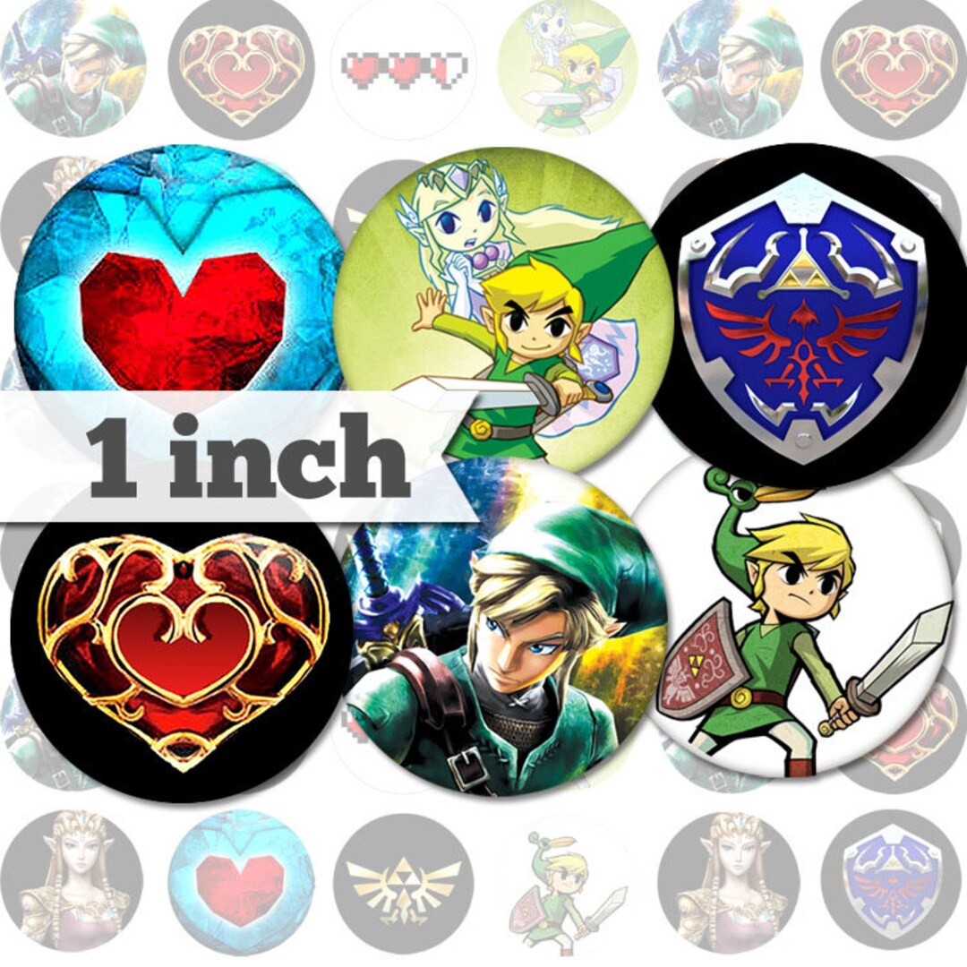 Legend of Zelda 1 Inch 25mm Printable Circles INSTANT DIGITAL DOWNLOAD