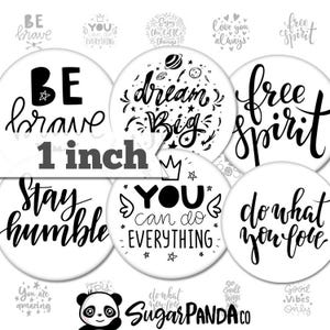 Inspirational Words No.5 - 1 inch (25mm) - Printable Circles INSTANT DIGITAL DOWNLOAD for Pendants, Bottle Caps, Magnets, Buttons