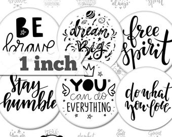 Inspirational Words No.5 - 1 inch (25mm) - Printable Circles INSTANT DIGITAL DOWNLOAD for Pendants, Bottle Caps, Magnets, Buttons