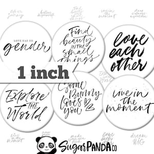 Inspirierende Wörter Nr. 1 - 1 Zoll (25 mm) - Druckbare Kreise INSTANT DIGITAL DOWNLOAD für Anhänger, Schmuck, Pins, Kronkorken
