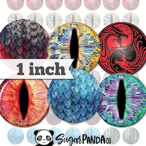Dragon Eyes / Scales - 1 inch (25mm) - Printable INSTANT DIGITAL DOWNLOAD - Jewelry, Stickers, Bottle Caps, Buttons