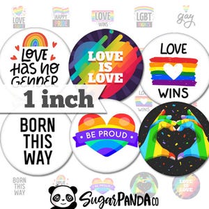 LGBTQ Pride Love 1 Inch Circles: Pendants, Pins, Buttons (Digital Download)