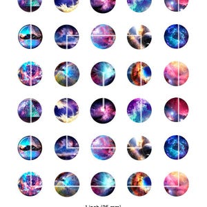 Galaxy Nebula 1 inch Circles: Printable Pendants, Bottle Caps (Digital Download) image 2