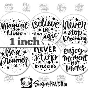 Inspirational Words No.3 - 25 mm - Kreise zum ausdrucken, SOFORTIGER DIGITALER DOWNLOAD für Anhänger, Kronkorken, Magnete, Buttons