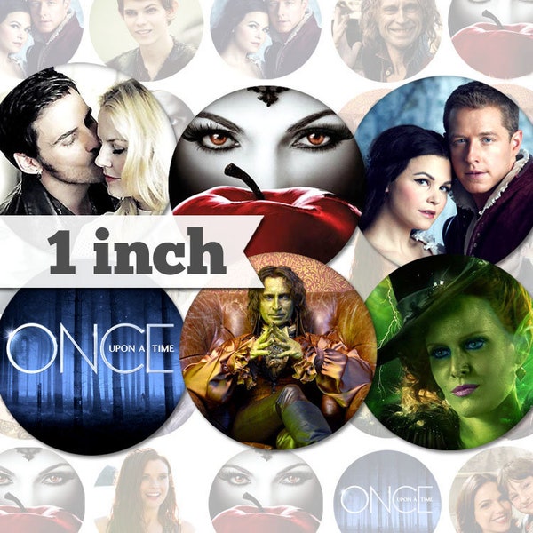 1 inch - Once Upon a Time - 17 Images - Printable INSTANT DIGITAL DOWNLOAD - Stickers, Bottle Caps, Magnets, Buttons, Collage Sheet - a013