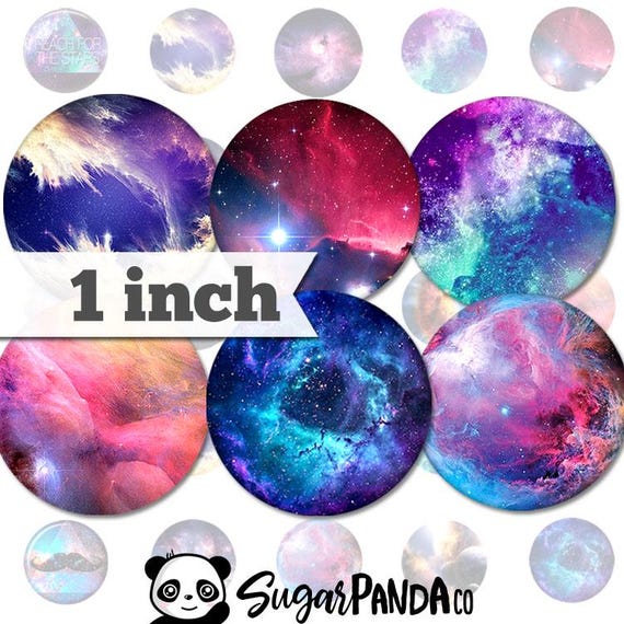 Galaxy Nebula 1 inch Circles: Printable Pendants, Bottle Caps (Digital Download)