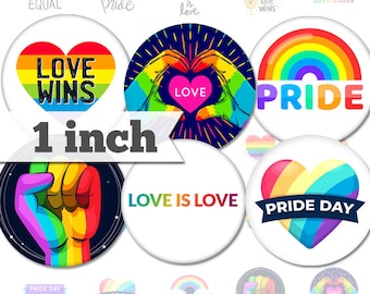 LGBTQ Pride 1-inch Circles: Jewelry, Pins, Buttons (Digital Download)
