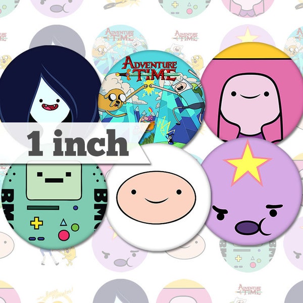 Adventure Time - 1 inch (25mm) - Printable Circles INSTANT DIGITAL DOWNLOAD for Pendants, Buttons, Pins, Bottle Caps, Magnets - a026