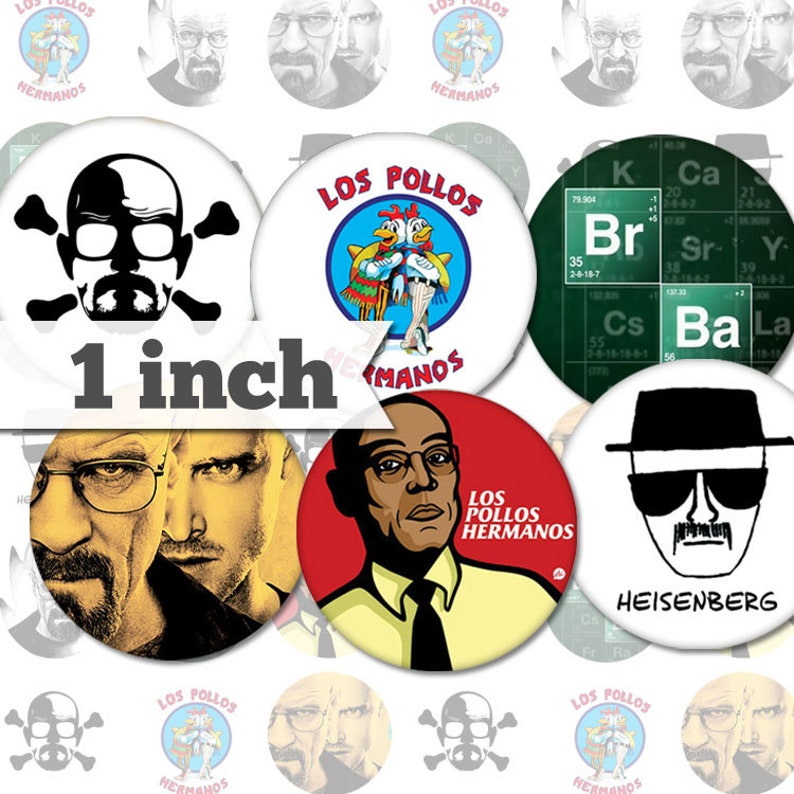 Breaking Bad 1 inch 25mm Printable Circles INSTANT DIGITAL DOWNLOAD for Pendants, Stickers, Pins, Bottle Caps, Magnets, Buttons a027 image 1