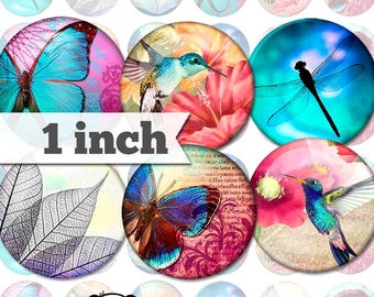 Nature - 1 inch (25mm) - Printable Circles INSTANT DIGITAL DOWNLOAD for Pendants, Stickers, Bottle Caps, Magnets, Pins, Buttons