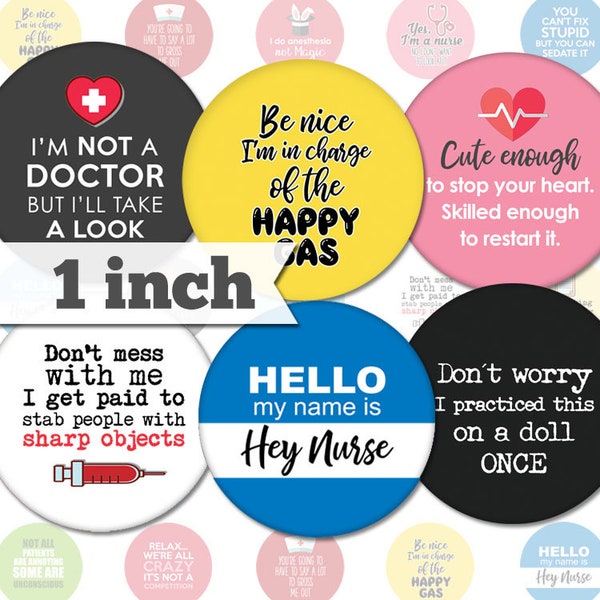 CRNA Humor - 1 inch (25mm) - Digital Collage Sheet Instant DIGITAL DOWNLOAD - Buttons, Collage, Jewelry, Bottle Cap - a056