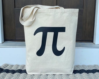 Pi Symbol Canvas Tote Bag, Math Teacher Gift