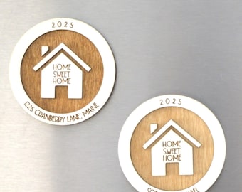 Personalized New Home Wood Magnet, Housewarming Gift, Realtor Gift