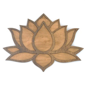 Wooden Lotus Flower Wall Hanging 25 x 18, Yoga Studio Decor, Minimalist Spa Decor, Kalichoo