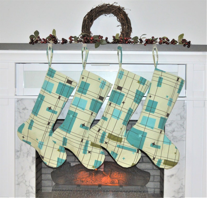 Mid-Century Modern Christmas Stocking: Abstract Starburst Design