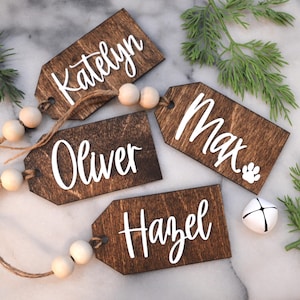 Personalized Wooden Christmas Stocking Tag: Custom Pet Name