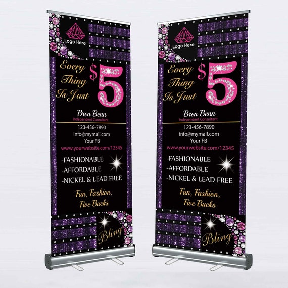 Custom Retractable Banner 33 X 81 Jewelry Business Banner Etsy