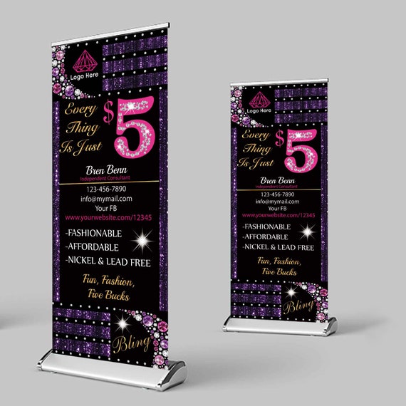Custom Retractable Banner 33 X 81 Jewelry Business Banner Etsy