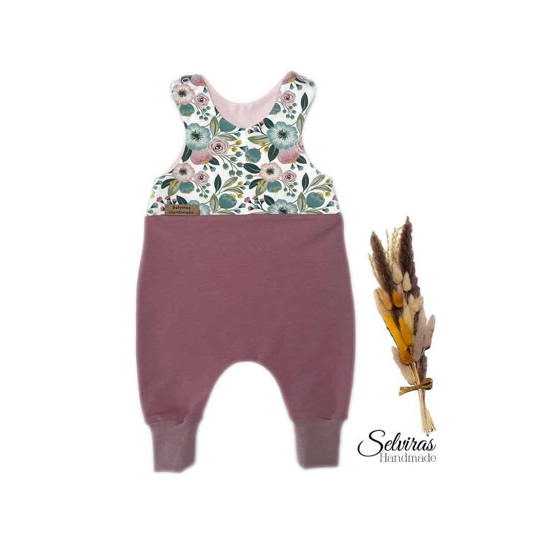 Baby Romper Girl Old Pink Flowers Gr.62 Etsy UK