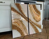 Large Diptych Gold Resin Geode -Double panel