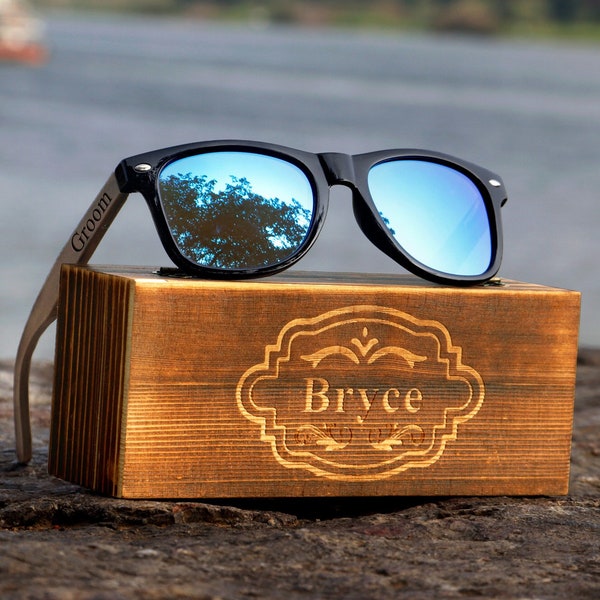 Engraved Groomsmen Sunglasses, Groomsmen Gifts, Personalized Wooden Sunglasses, Bachelor Party Gift, Wedding Gifts, Best Man Proposal