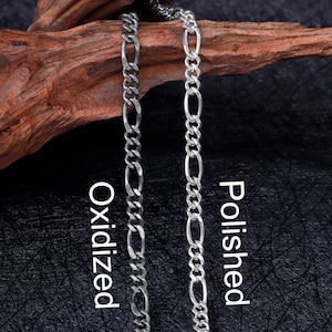 925 Solid Silver Figaro Link Chain, 3mm Silver Figaro Chain for Men, 5mm Figaro Link Chain Necklace, Silver Chain, 6mm Silver Chain Necklace